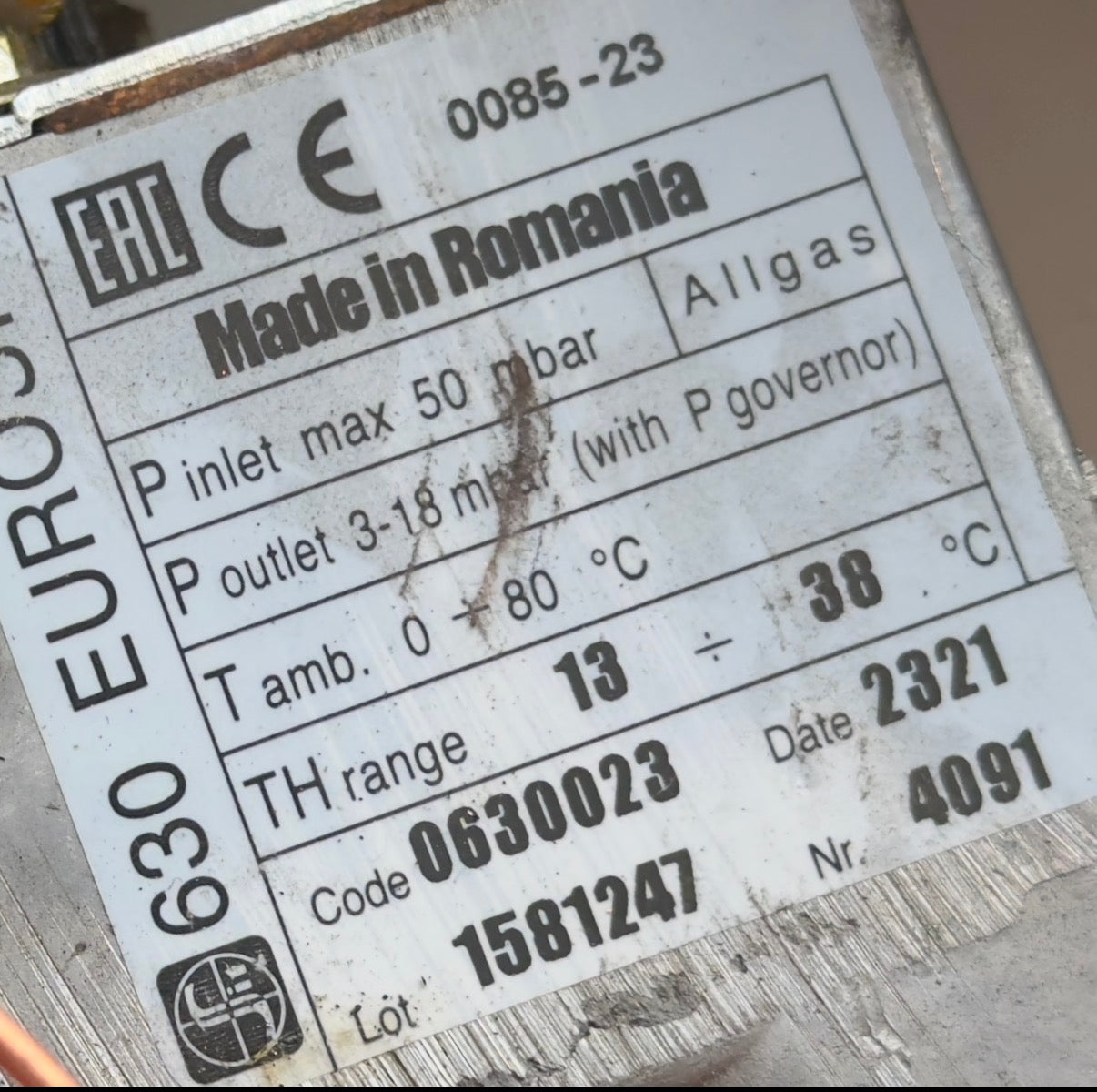 Hunor konvektor gázszelep - Eurosit 630